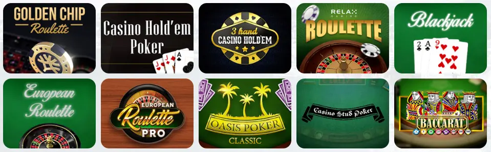 Jeux de table au BETWAY CASINO